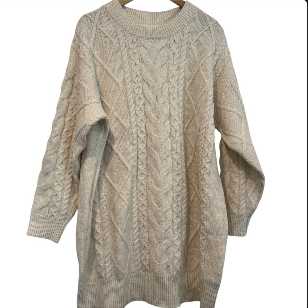 Primark Cable Knit Cream Sweater Dress Size Large